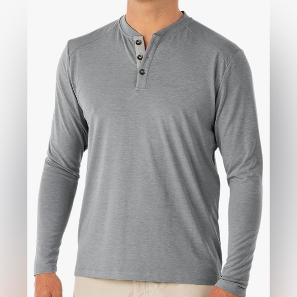 Free Fly Flex Bamboo LS Henley Blue Heather Dusk Size 3XL - Picture 2 of 12